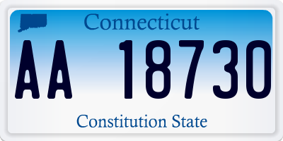 CT license plate AA18730