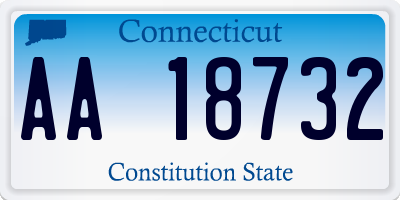 CT license plate AA18732