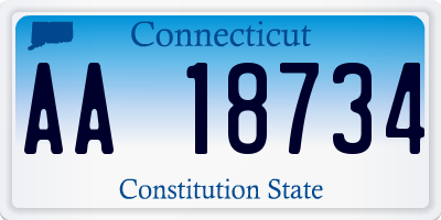 CT license plate AA18734