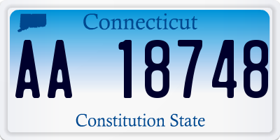 CT license plate AA18748