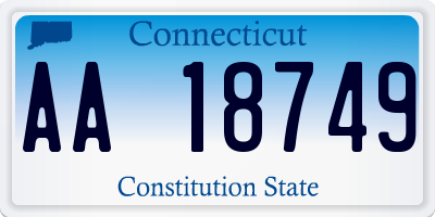 CT license plate AA18749