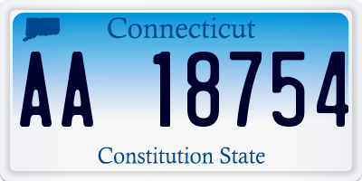 CT license plate AA18754