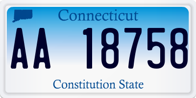 CT license plate AA18758