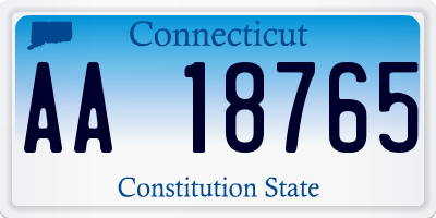 CT license plate AA18765