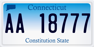 CT license plate AA18777