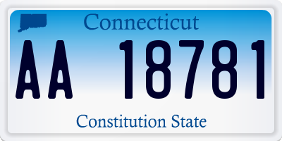 CT license plate AA18781