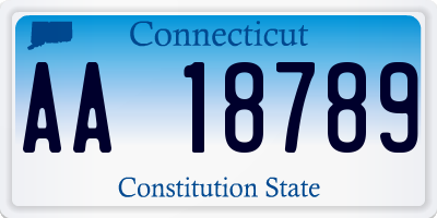 CT license plate AA18789