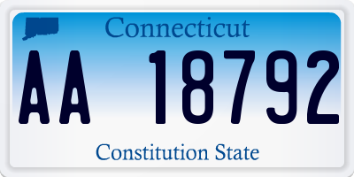 CT license plate AA18792