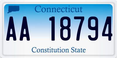 CT license plate AA18794