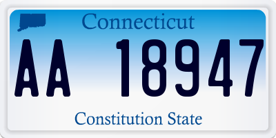 CT license plate AA18947