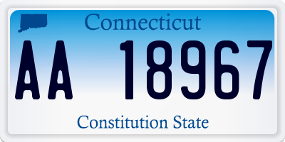 CT license plate AA18967