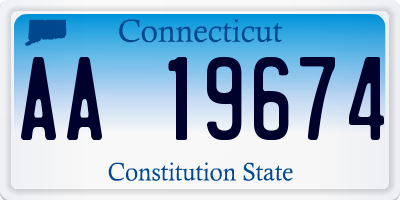 CT license plate AA19674