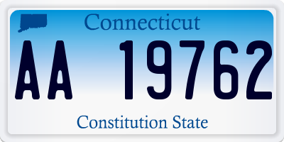 CT license plate AA19762