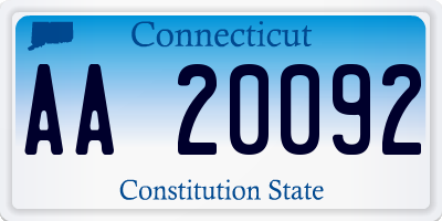 CT license plate AA20092