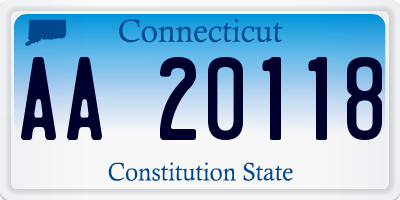 CT license plate AA20118