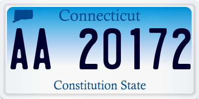 CT license plate AA20172