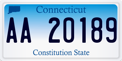 CT license plate AA20189