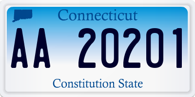 CT license plate AA20201