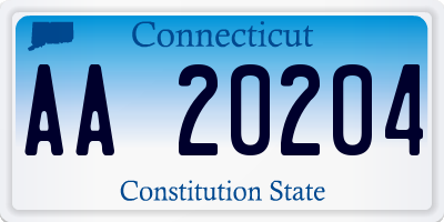 CT license plate AA20204