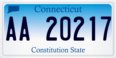 CT license plate AA20217