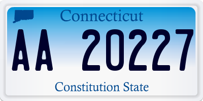 CT license plate AA20227