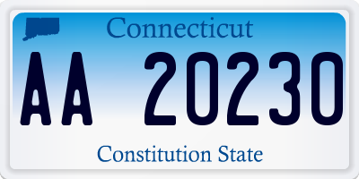 CT license plate AA20230