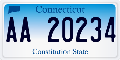 CT license plate AA20234