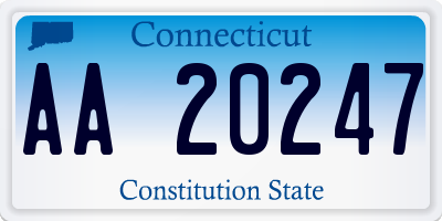 CT license plate AA20247