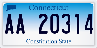 CT license plate AA20314