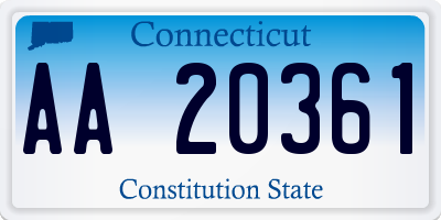 CT license plate AA20361
