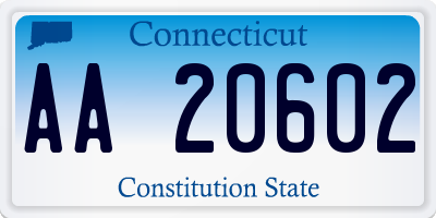 CT license plate AA20602