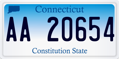 CT license plate AA20654