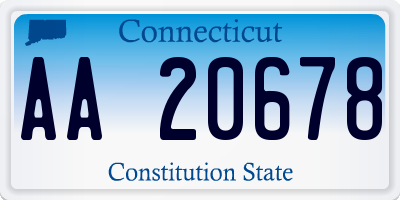 CT license plate AA20678