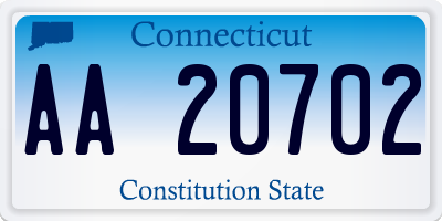 CT license plate AA20702