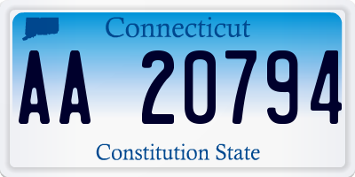 CT license plate AA20794