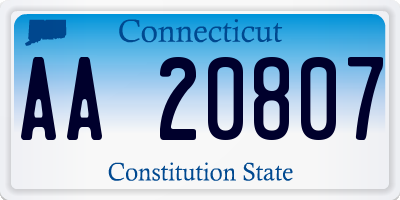 CT license plate AA20807