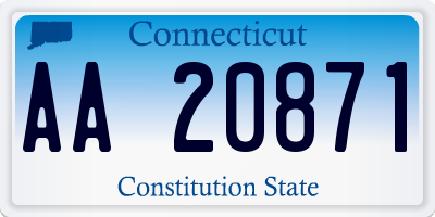 CT license plate AA20871