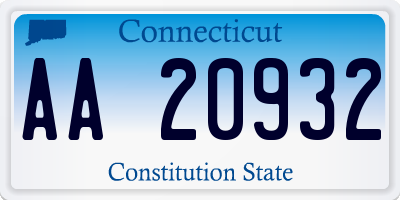 CT license plate AA20932