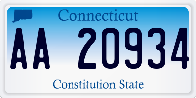 CT license plate AA20934