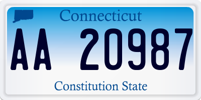 CT license plate AA20987