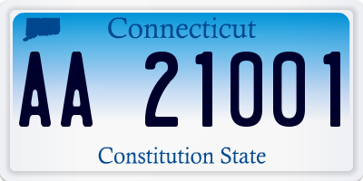 CT license plate AA21001