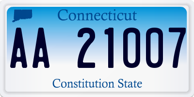 CT license plate AA21007