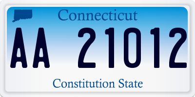 CT license plate AA21012