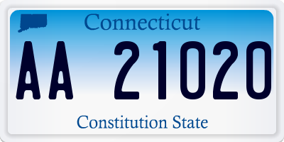 CT license plate AA21020