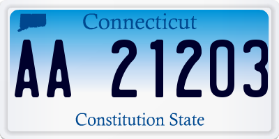 CT license plate AA21203