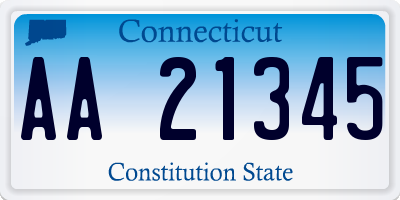 CT license plate AA21345