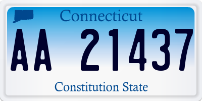 CT license plate AA21437