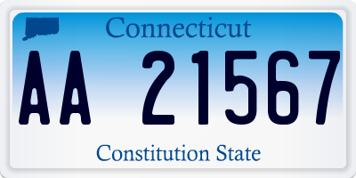 CT license plate AA21567