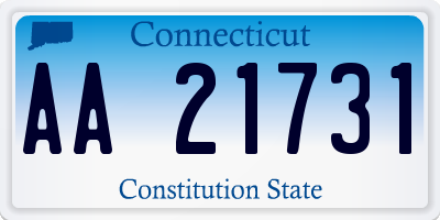 CT license plate AA21731