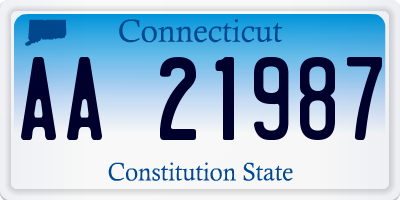 CT license plate AA21987